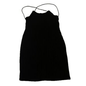 Black mini dress with open back